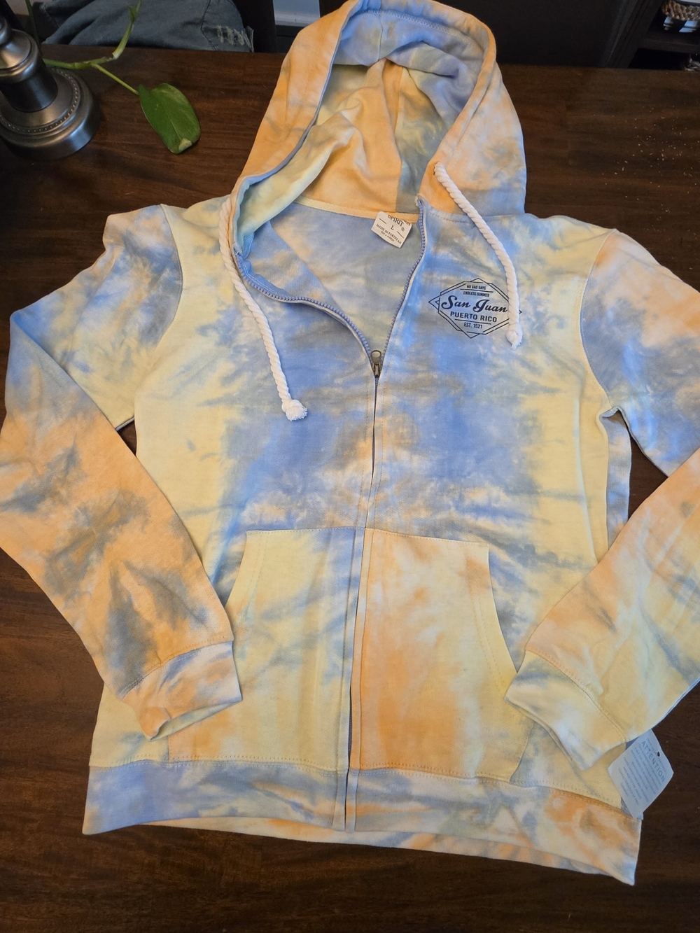 Southern Spirit Women's Large Tie Dye Full Zip Hoodie San Juan Puerto Rico Vaca
